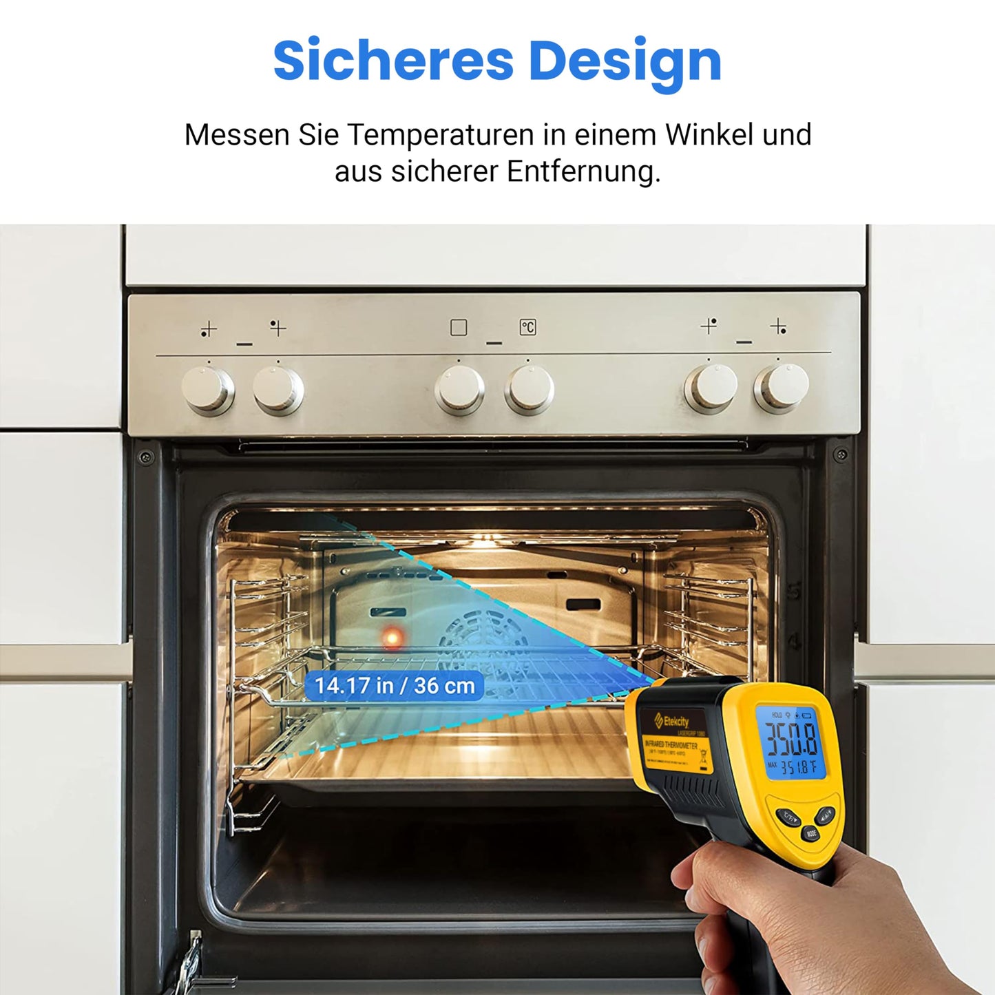 Infrarot Thermometer -50 bis +610°C, Digital, Berührungslos, LCD Display
